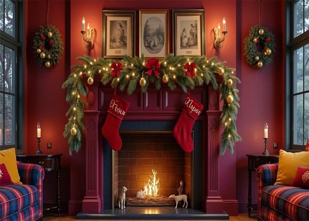 Classic Red and Green Christmas Mantel Decor