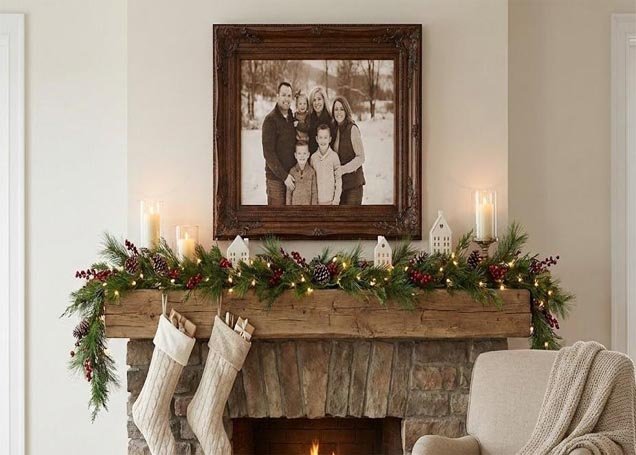 Cozy Christmas Mantel Decor With Family Memories