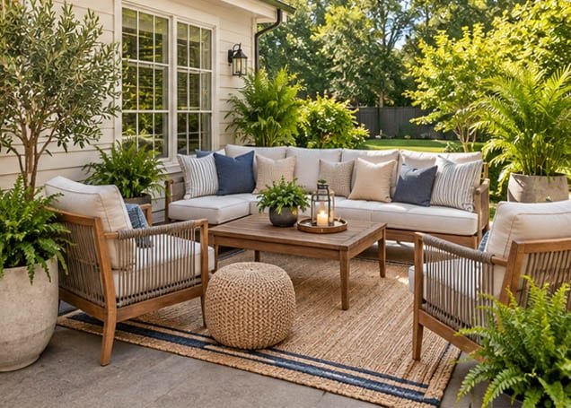 backyard patio outdoor living room ideas