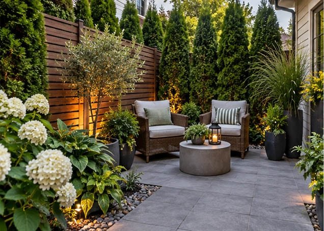 Backyard Patio privacy ideas with plants