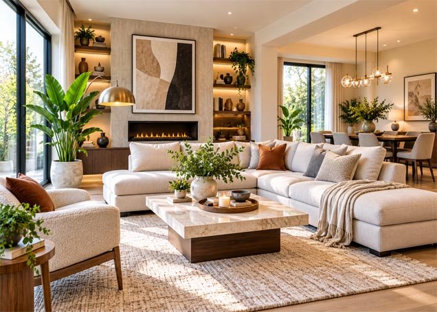 Contemporary interior design style living room