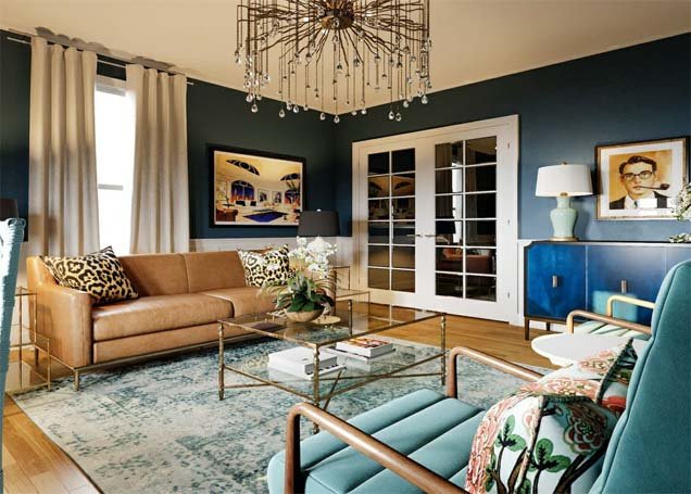 Eclectic interior design style living room
