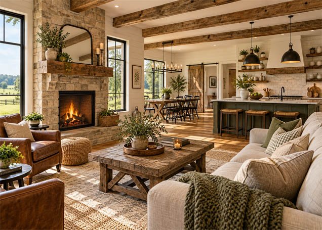 Farmhouse interior design style living room