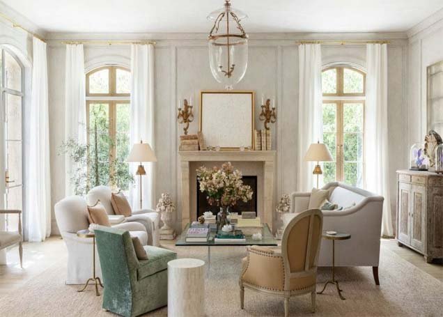 French country interior design style living room