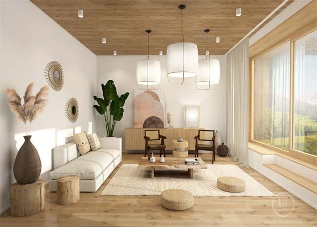 Japandi interior design style living room
